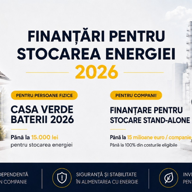 Finanțare stocare energie 2026 prosumatori și companii