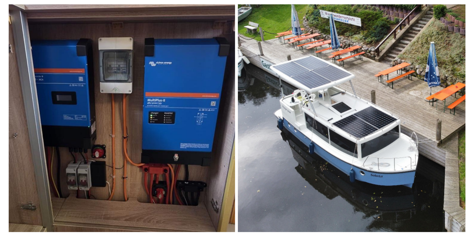 Sistem electric pentru ambarcațiune- solar, alternator, baterii și alimentare de la mal sistem electric pentru ambarcațiune
